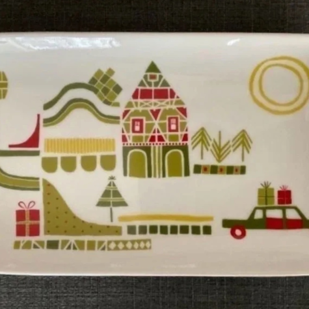 Crate & Barrel Yule Town by Julia Rothman Platter & Appetizer Plates